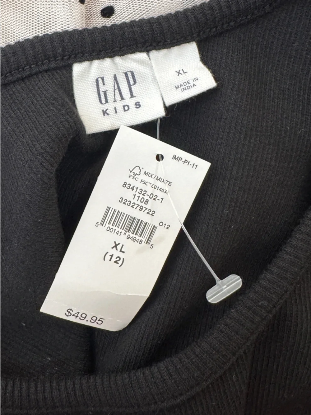 NWT Gap Kids Mixed Media Dress, Black Dots, Size XL (12)